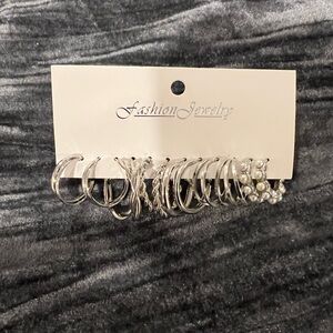 Silver Hoop and Pearl Earring Set